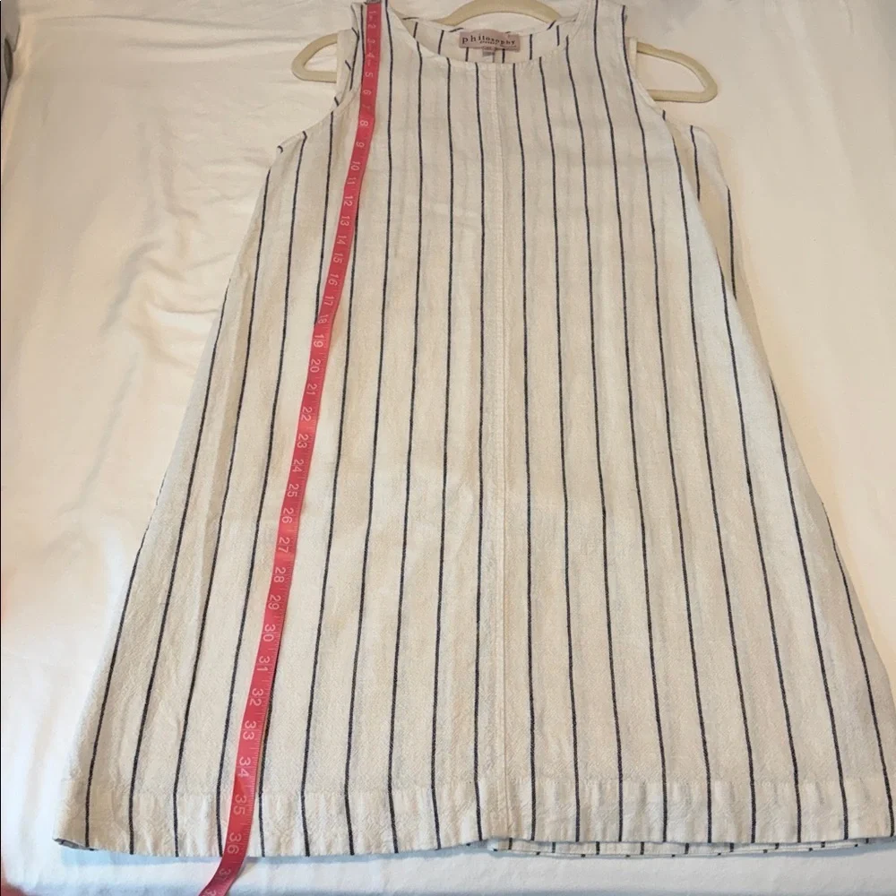 Philosophy Linen Stripe Shift Dress White Black Coastal Euro Summer Minimalist - Picture 13 of 15